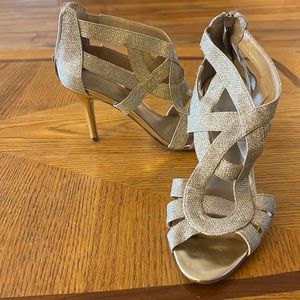 Marc Fisher gold sparkly heels